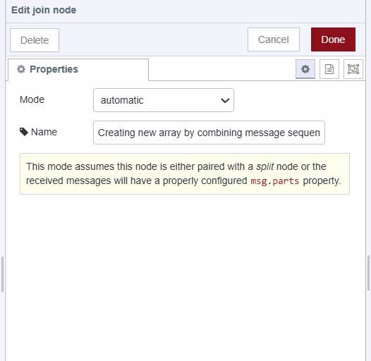 Screenshot join node creating new array by combining message sequnce "Screenshot join node creating new array by combining message sequnce"
